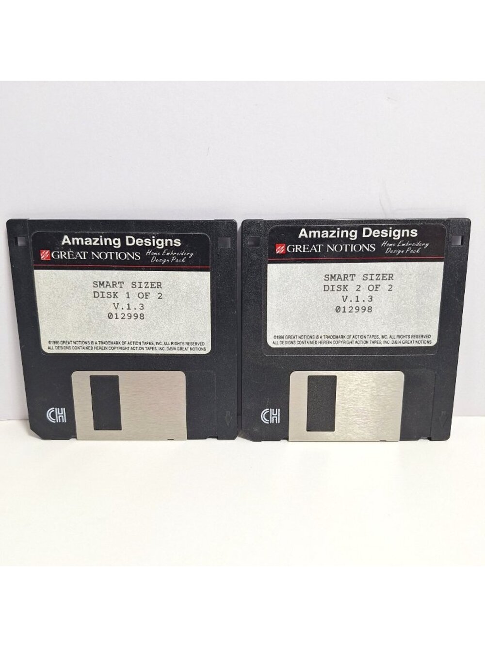 Amazing Designs Smart Sizer V1.3 Floppy Disks 1 & 2 1998 UNTESTED FOR PARTS ONLY